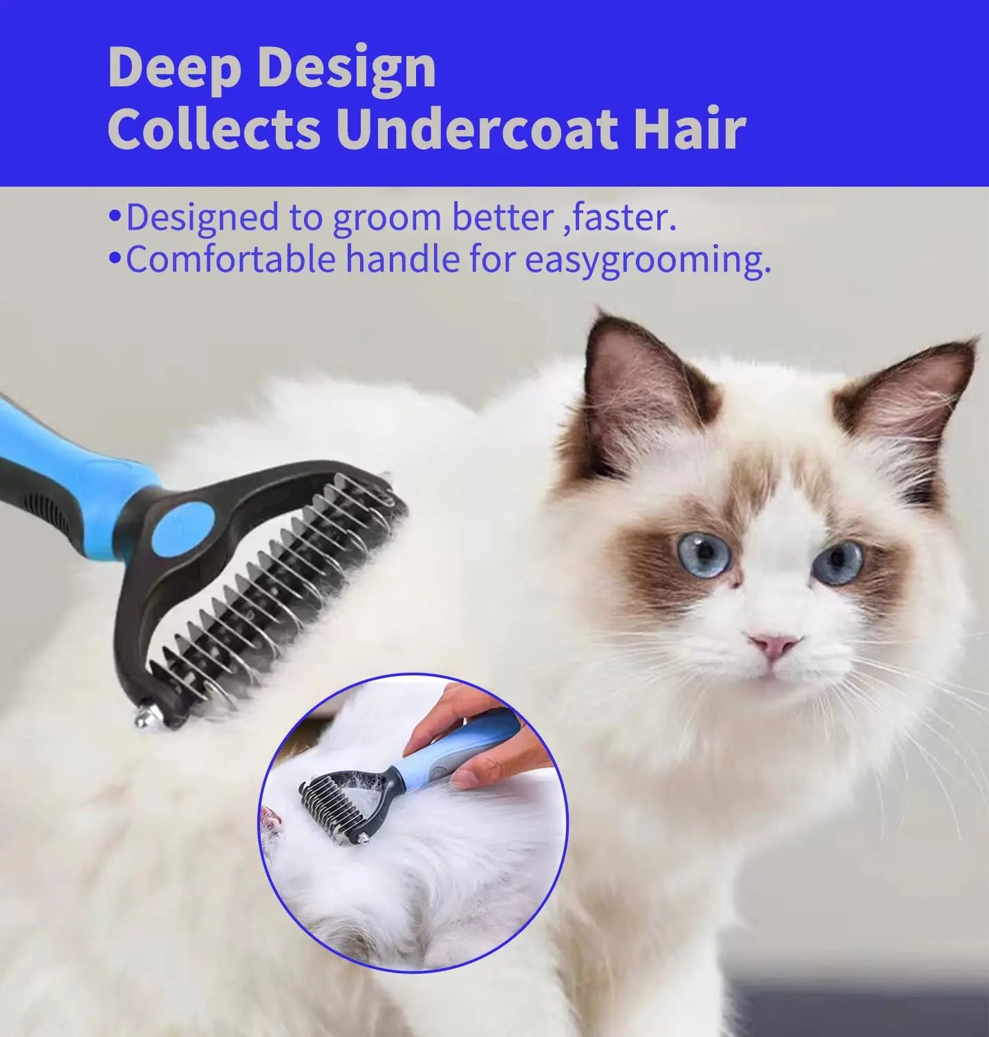 Dog Deshedding & Knot-Cutting Grooming Brush