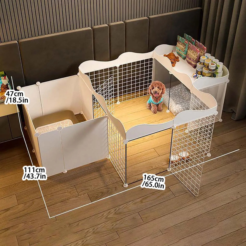 Enclos intérieur pour chien avec espace toilettes