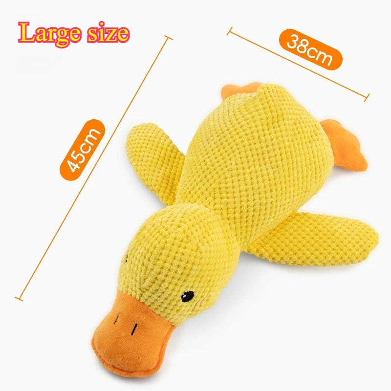 Dog sleeping with a dog hug duck toys to relieve boredom of little yellow duck pet interactive plush doll pet supplies