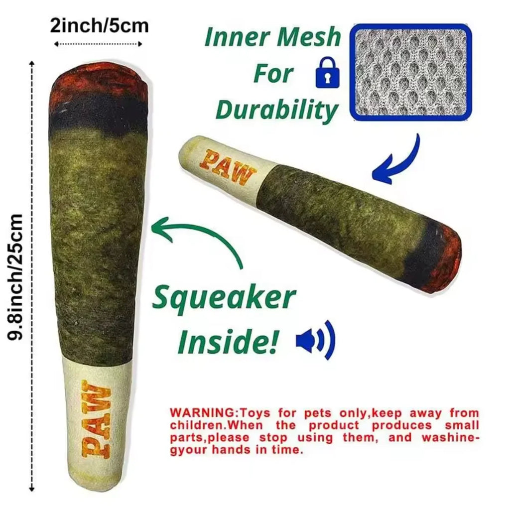 Cigar Plush Squeaky Dog Toy