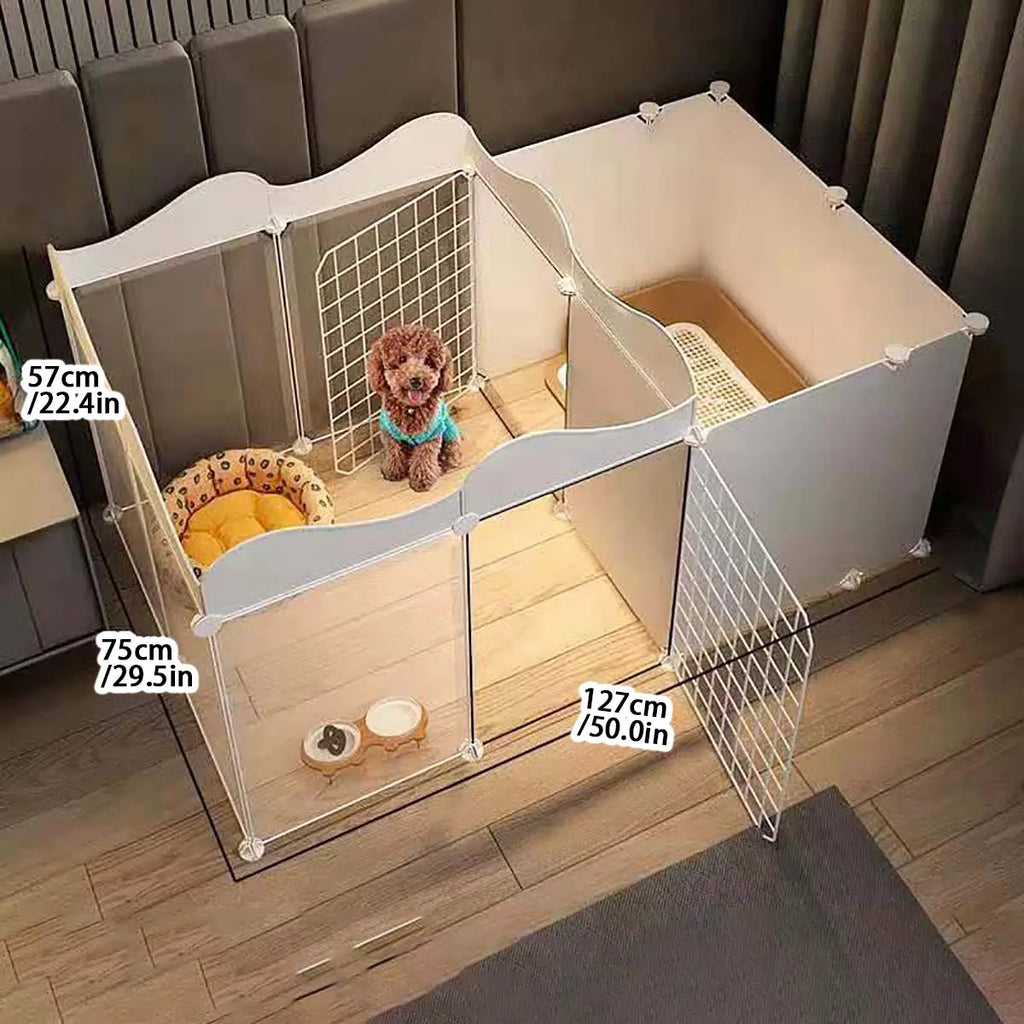 Enclos intérieur pour chien avec espace toilettes