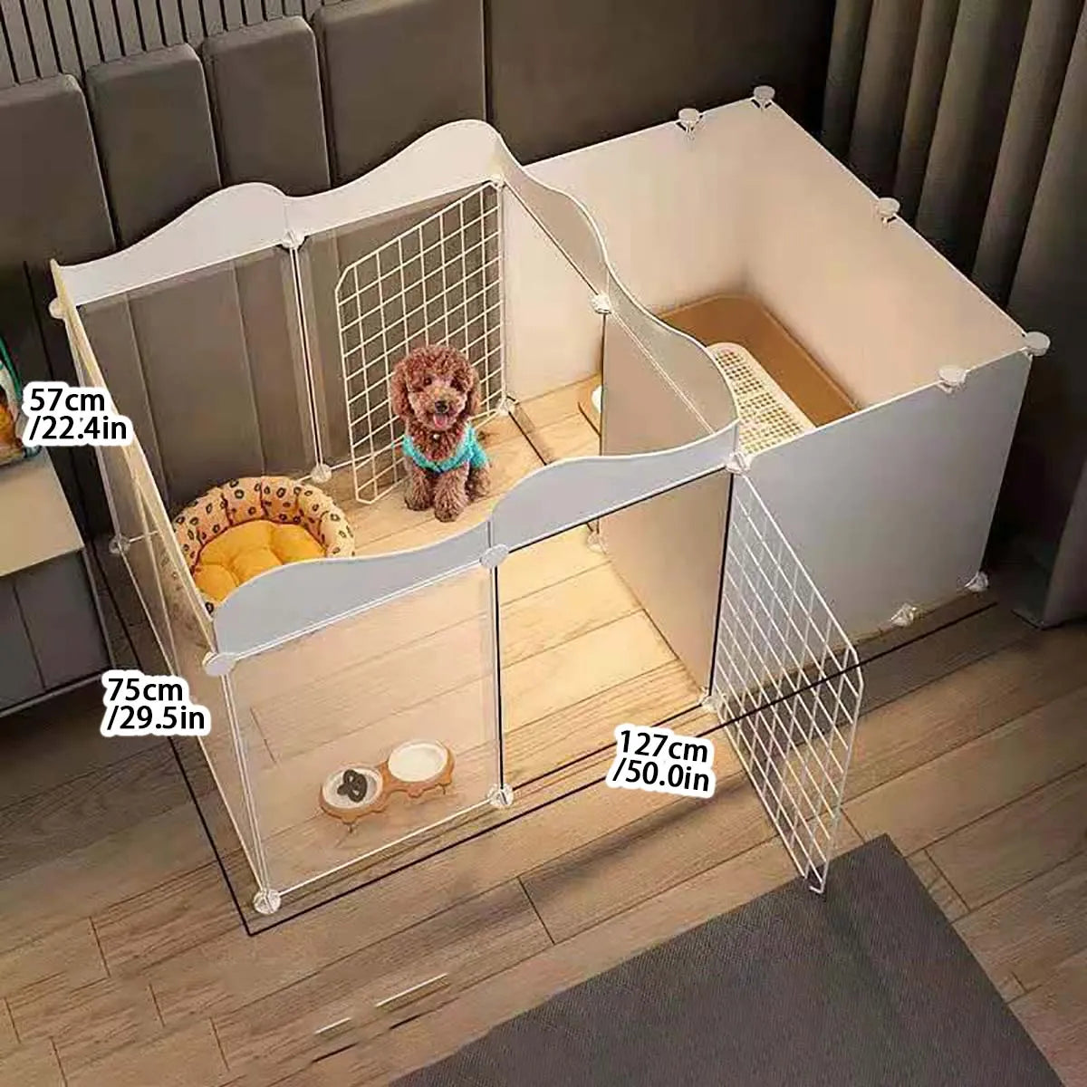 Indoor Dog Enclosure with Toilet Area
