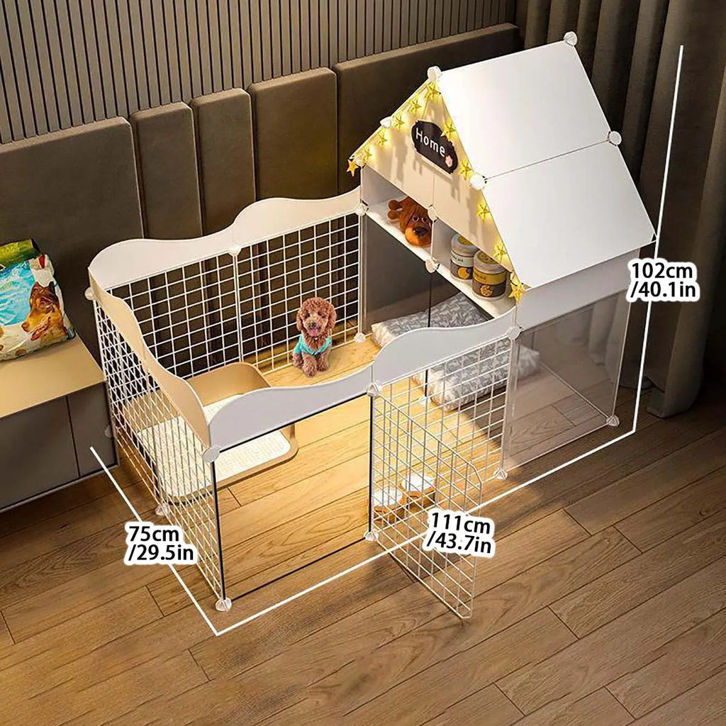 Enclos intérieur pour chien avec espace toilettes