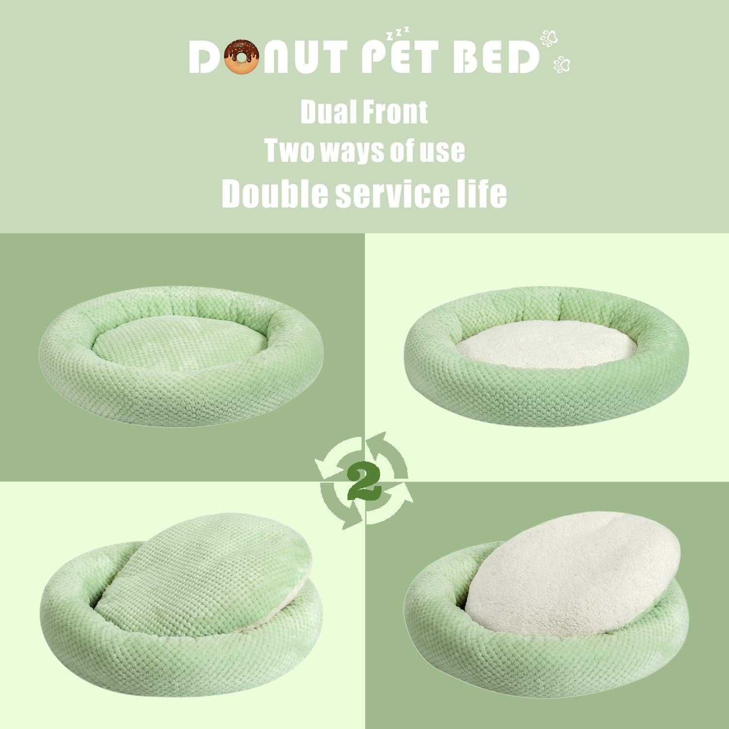 Fuzzy Deluxe Pet Beds, Super Plush Dog or Cat Beds Ideal for Dog Crates, Machine Wash & Dryer Friendly (24" X 24", Pastel Green)