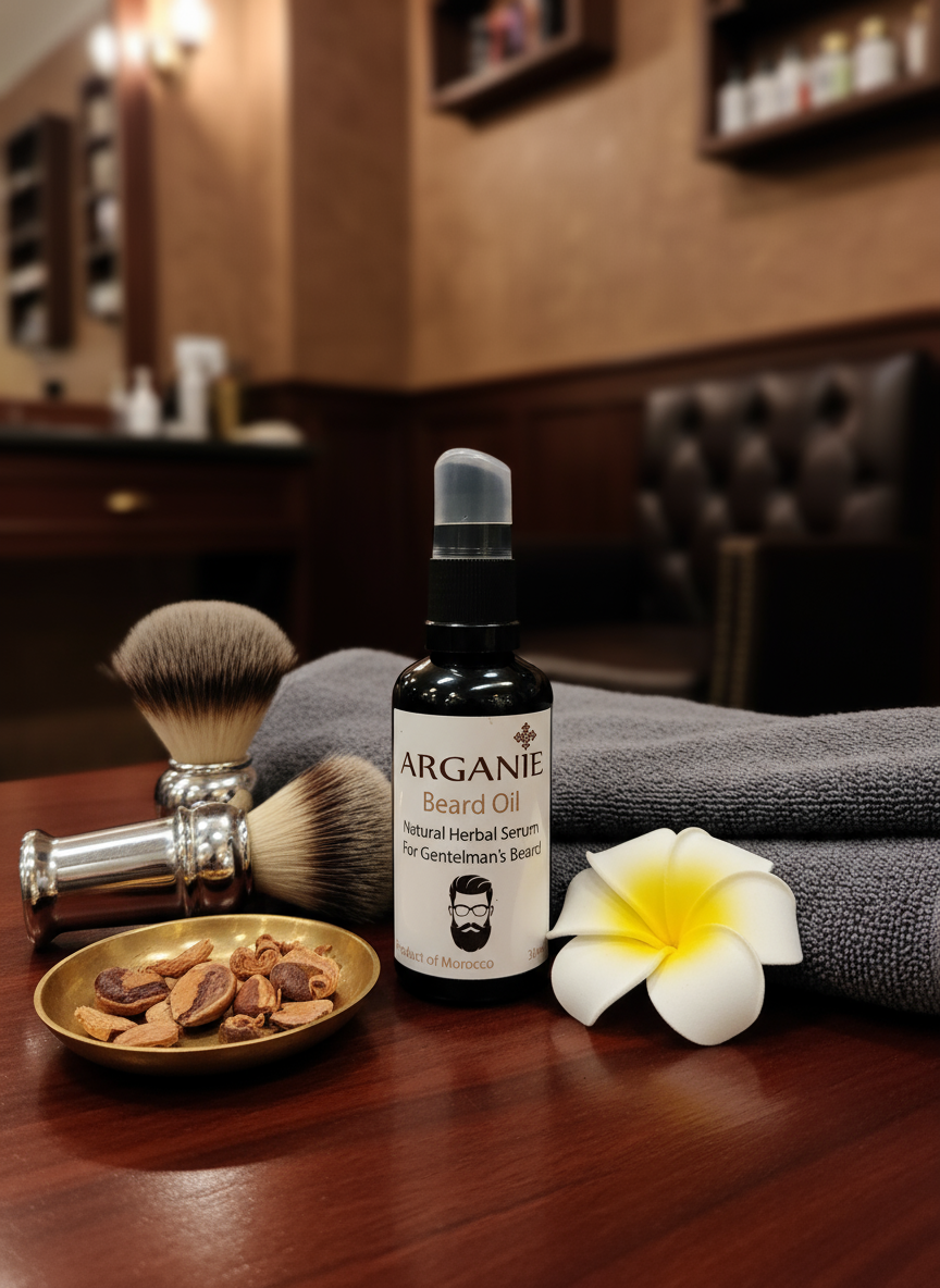 The Gentleman's Secret Beard Oil in sophisticated setting