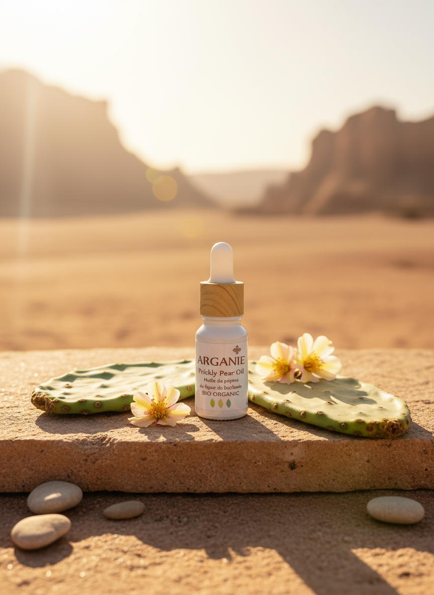 The Miracle Cactus Prickly Pear Seed Oil in desert setting